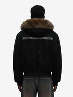 Retro Detachable Faux Fur Collar Suede Fleece Hoodie Jacket