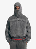 Fleece Retro Zipper Eye-Hood Design Hooded Jacket - 2489