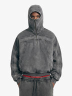 Fleece Retro Zipper Eye-Hood Design Hooded Jacket - 2489