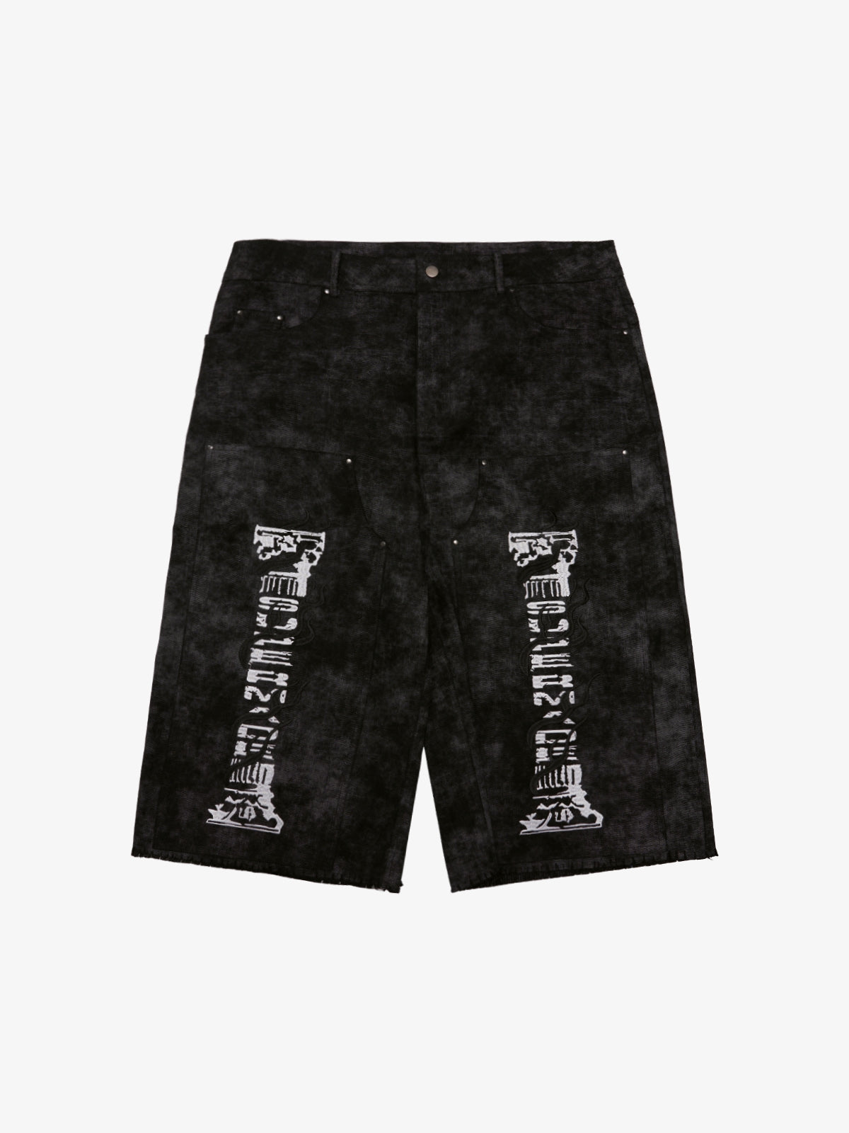 precipice Roman Column Pattern Embroidered Jeans