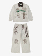 precipice Retro Slogan Embroidered Canvas Set - 2594