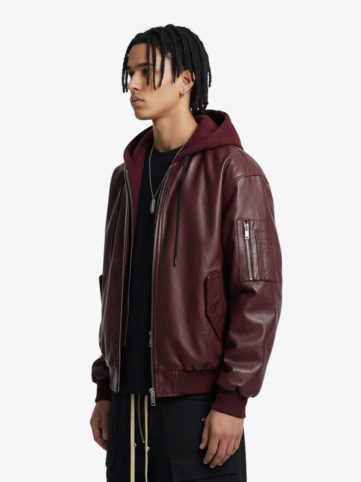 Retro Distressed Washed PU Leather Cotton Jacket