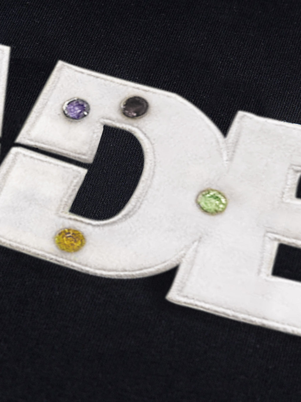 Street Retro MOOD Patch Embroidered Rivet T-shirt - 2440