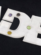 Street Retro MOOD Patch Embroidered Rivet T-shirt - 2440