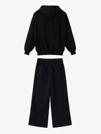 Gothic Letter Cross Embroidery Zip Up Hoodie and Sweatpants Set