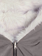 Oversized Reversible Fur Hooded Jacket - 2544