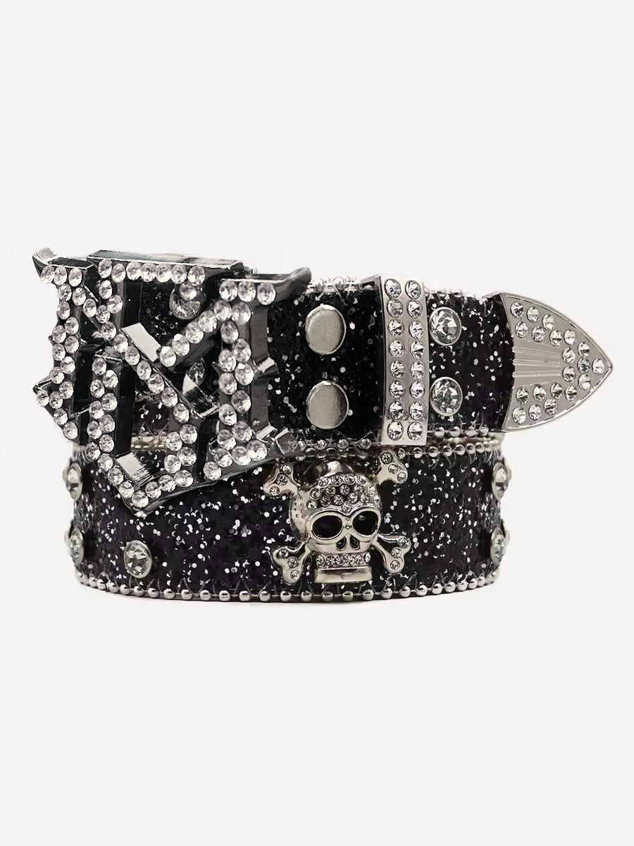 Precipice Rhinestone Skull Belt - 1668