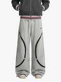 Retro Contrast Panel Drawstring Sweatpants