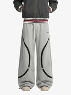 Retro Contrast Panel Drawstring Sweatpants
