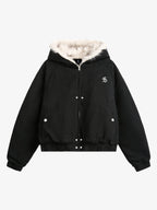 Spliced Fur Hooded Quilted Jacket - 2285