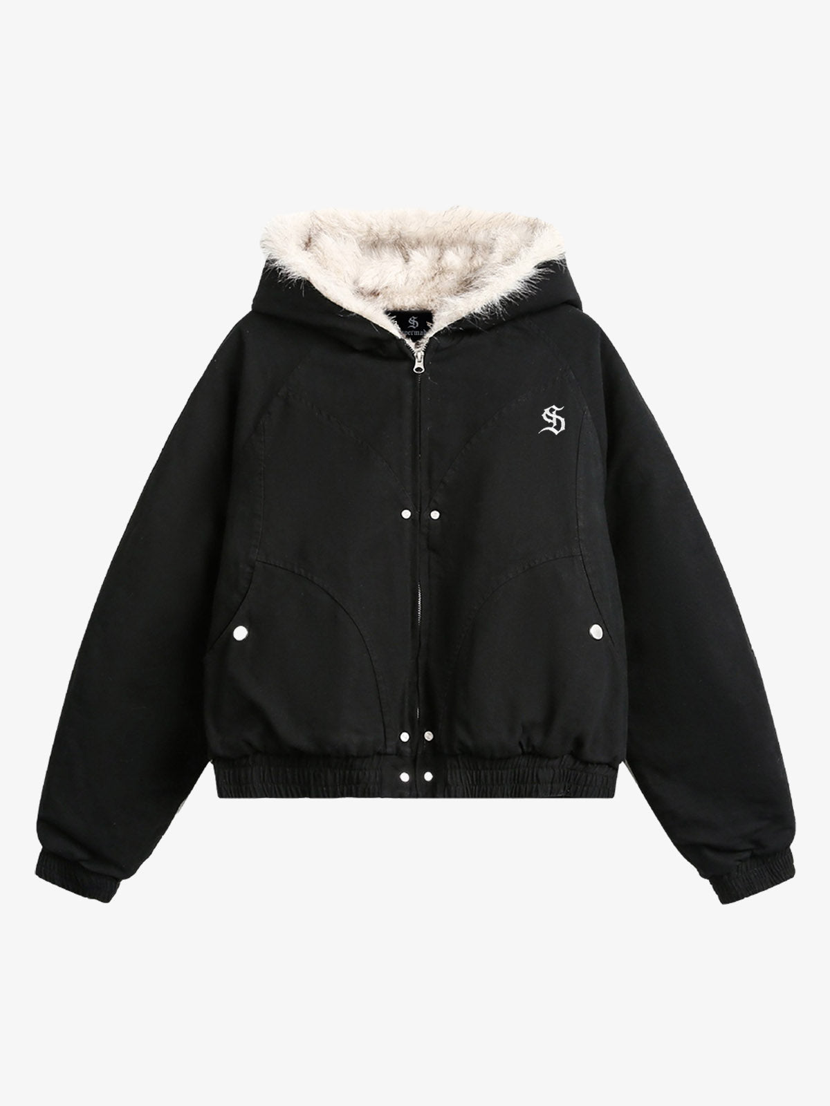 Spliced Fur Hooded Quilted Jacket - 2285