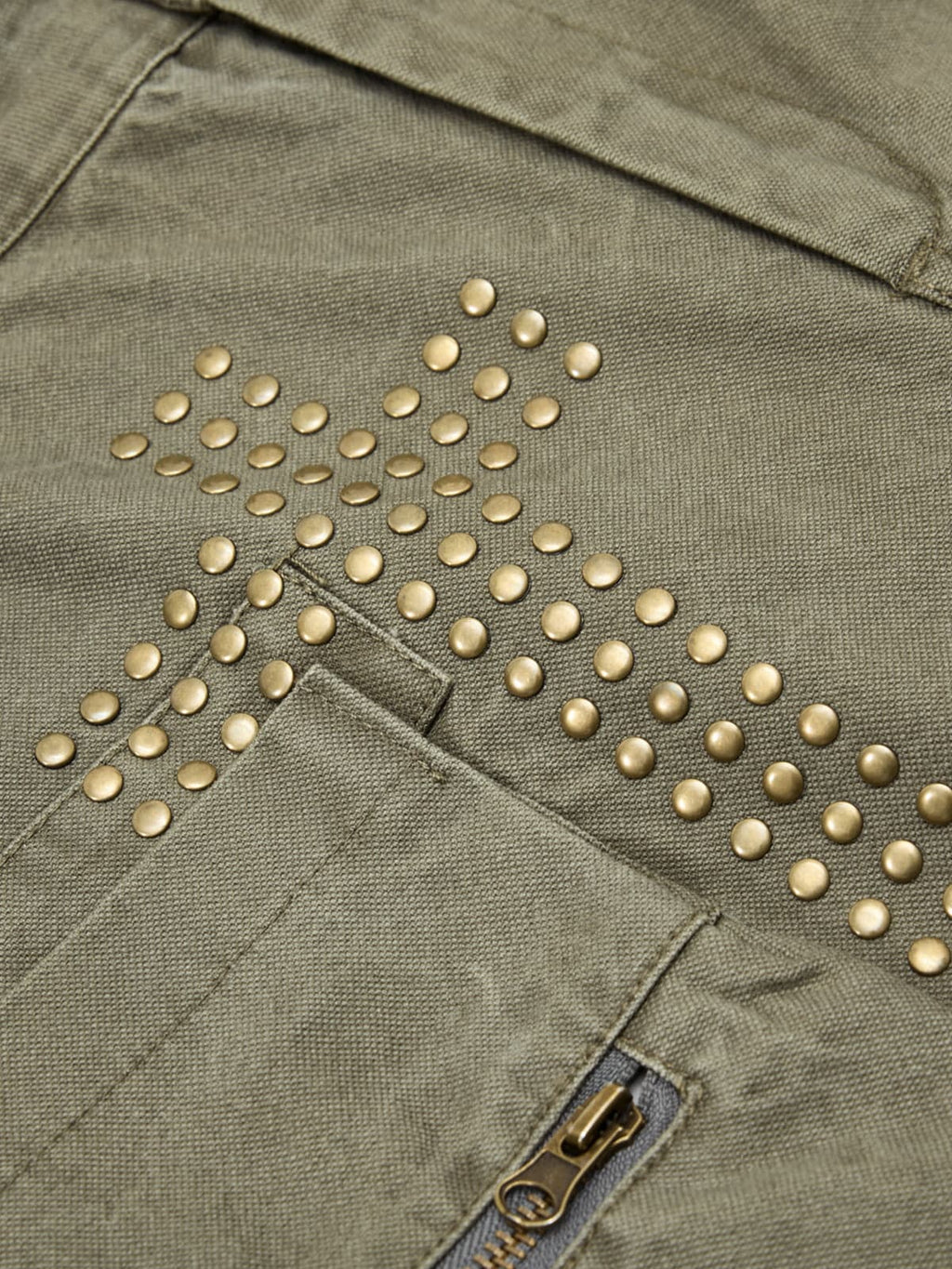 Vintage Utility Studded Cross Straight Leg Pants