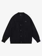Layered Double V-Neck Ribbed Knit Cardigan