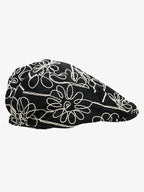 Floral Embroidered Cotton Flat Cap