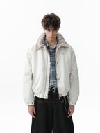 Faux Fur Collar Zipper Padded Bomber Jacket