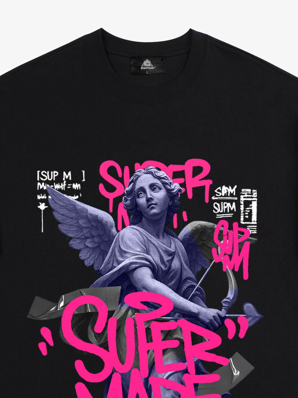 Street Pink Lucky Angel Graphic Design T-Shirt