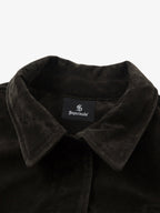 Retro Unique Metal Button Suede Lapel Bomber Jacket - 2538