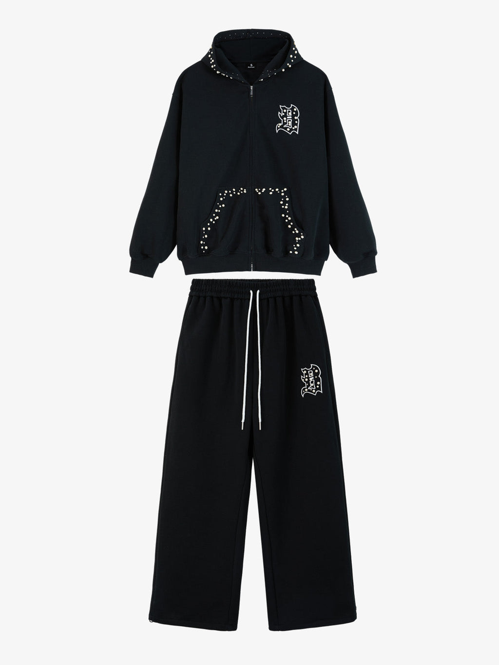 precipice Pearl Embellished Zip Up Set - 2596