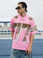 Pink Flame Print Jersey T-shirt - 2390
