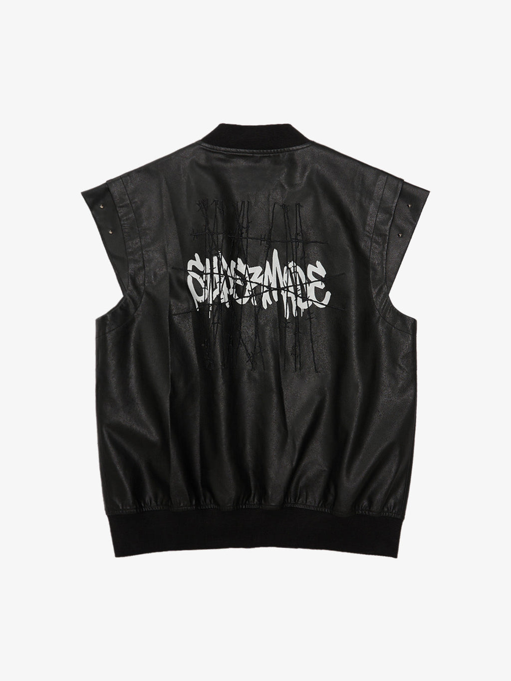 Thorn Destruction Frame Pattern Leather Vest