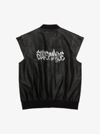 Thorn Destruction Frame Pattern Leather Vest