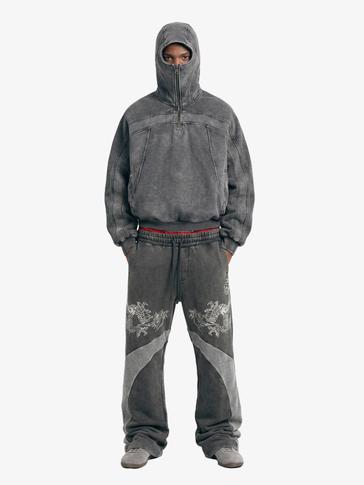 Fleece Retro Zipper Eye-Hood Design Hooded Jacket - 2489