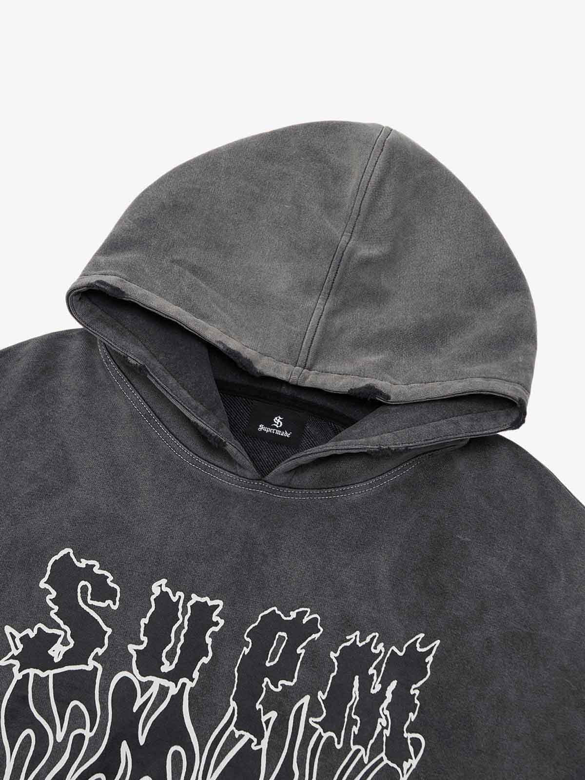 Original Distressed SPMD Graphic Cotton Hoodie