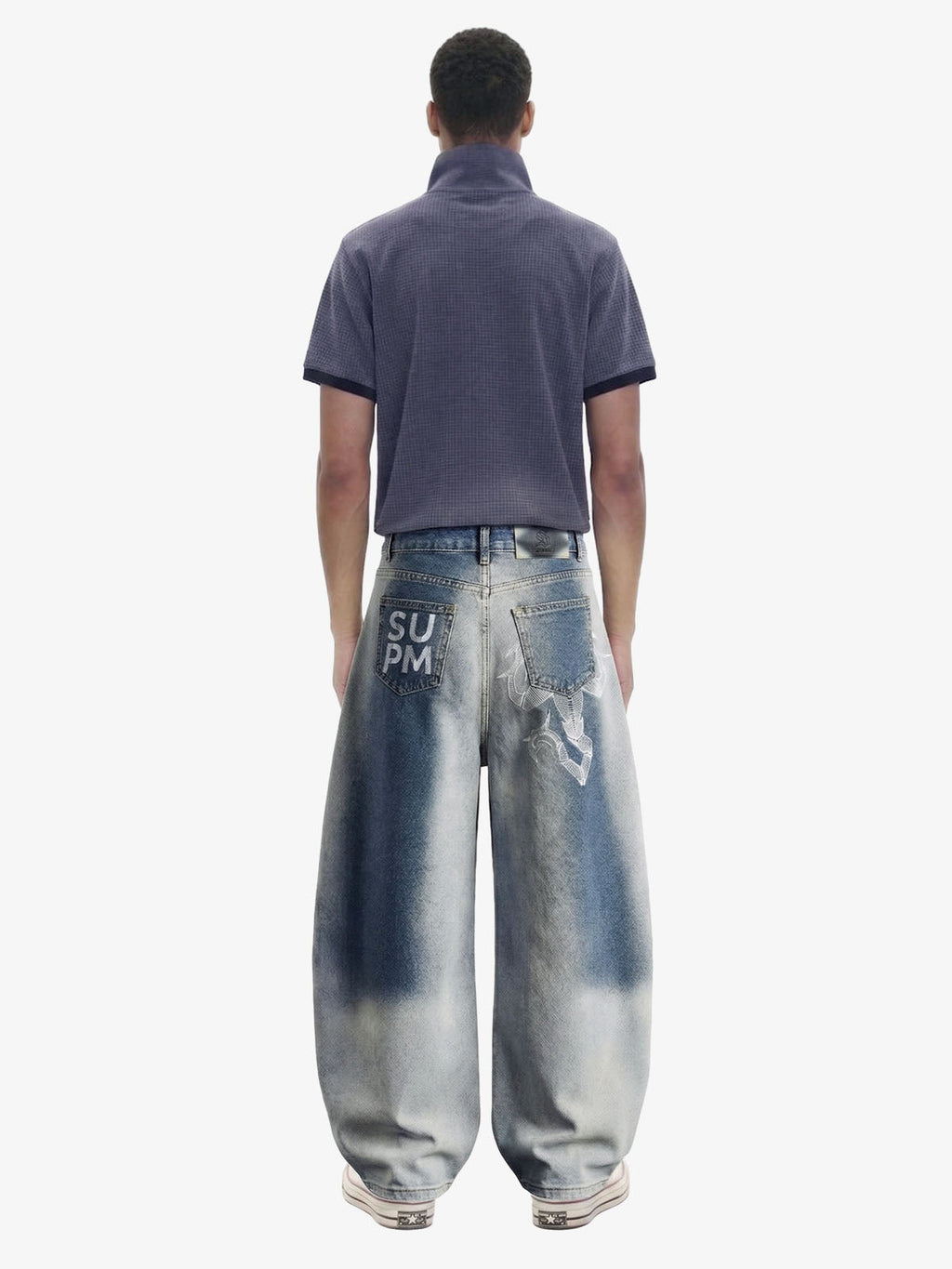 Washed Scorpion Graphic Curved Panel Pants - 2615