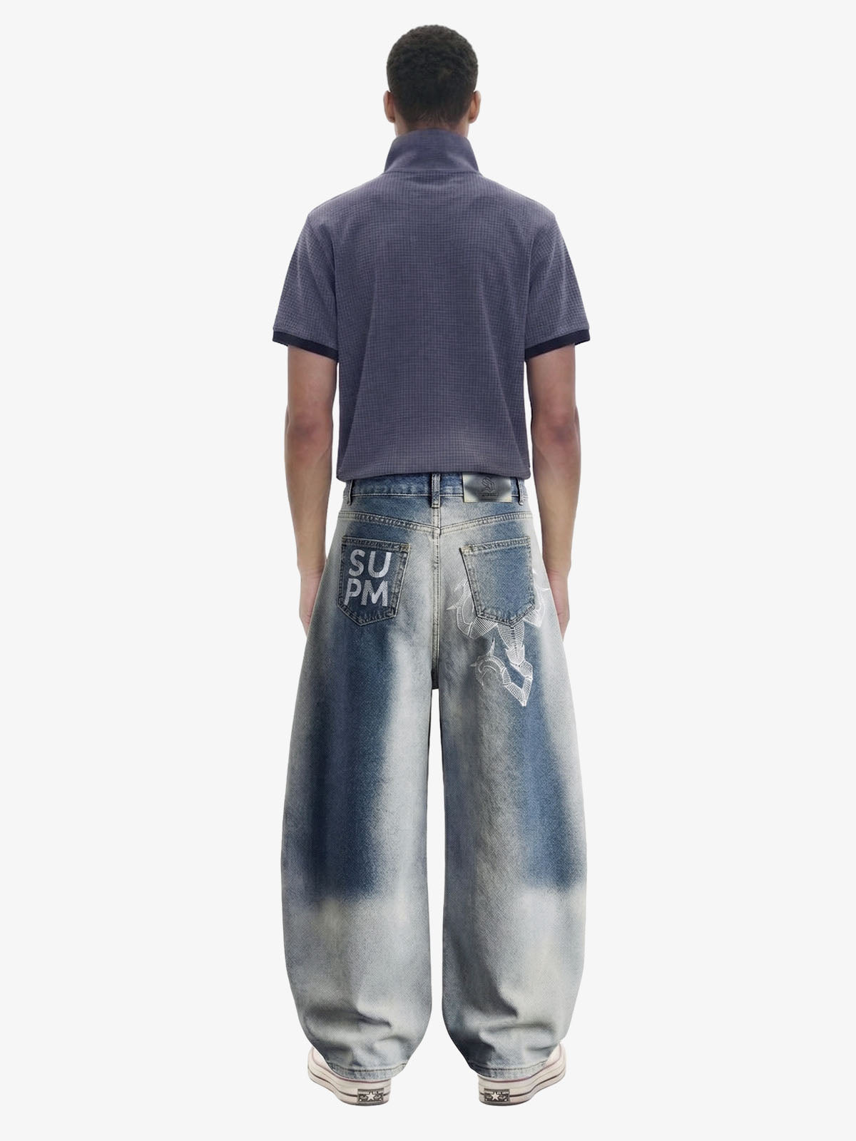 Washed Scorpion Graphic Curved Panel Pants - 2615