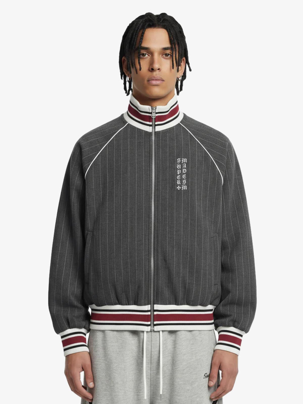 Pinstripe Vertical Embroidery Track Jacket