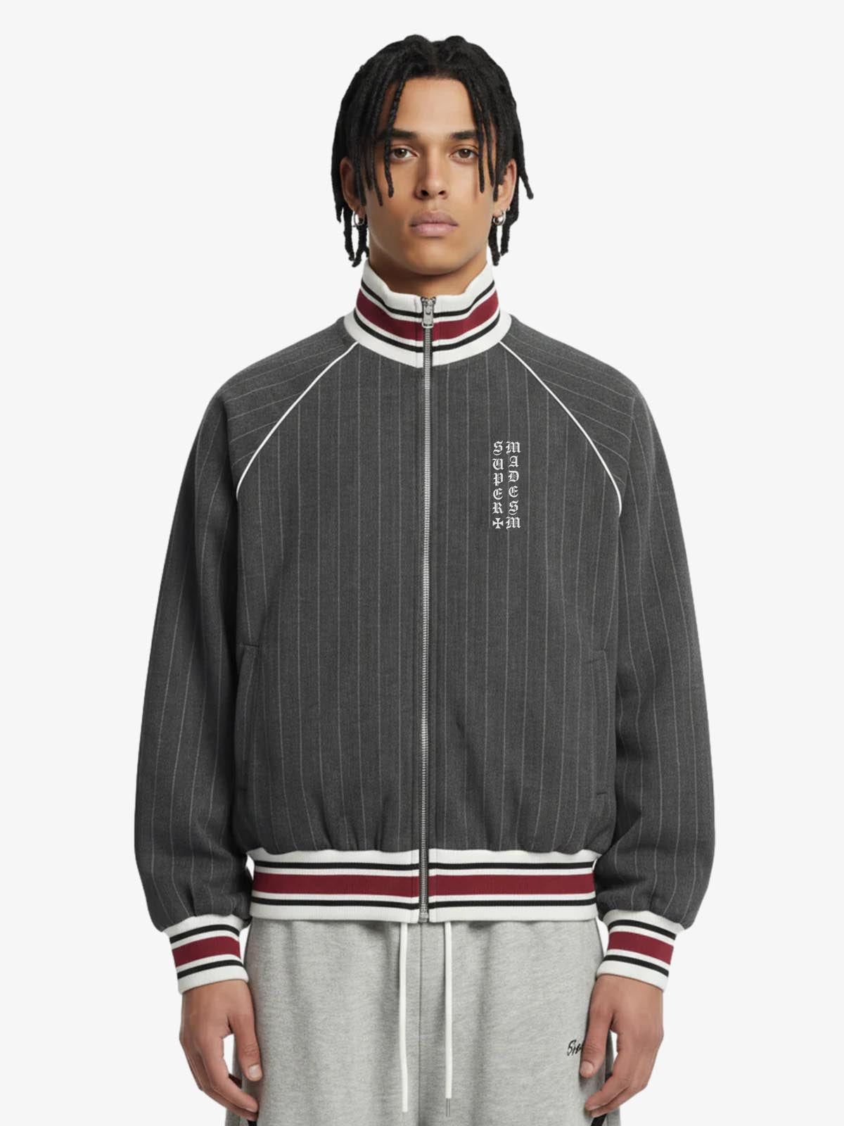 Pinstripe Vertical Embroidery Track Jacket