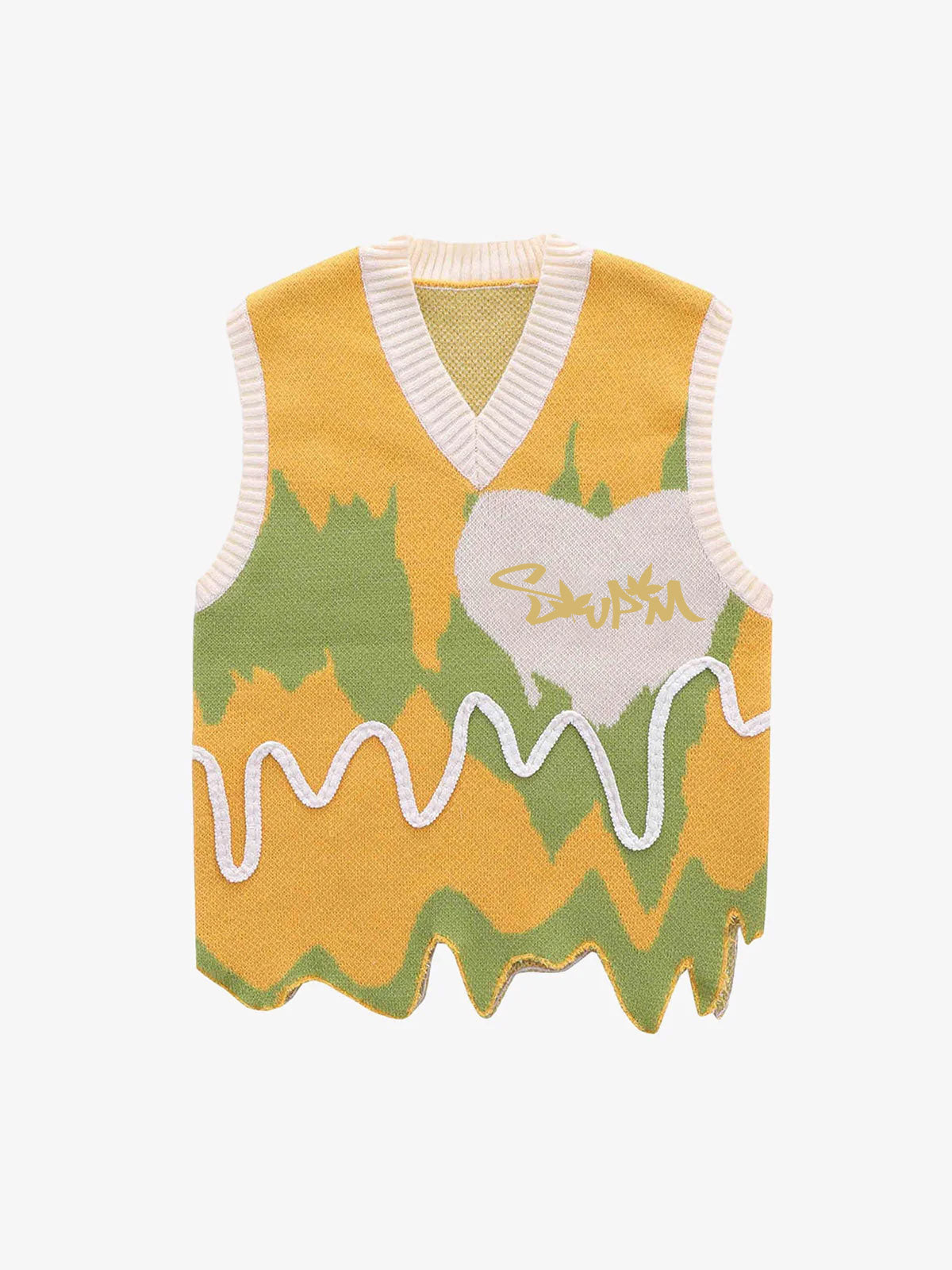 Theprecipice Graffiti Love V-neck Irregular Sweater - 1695