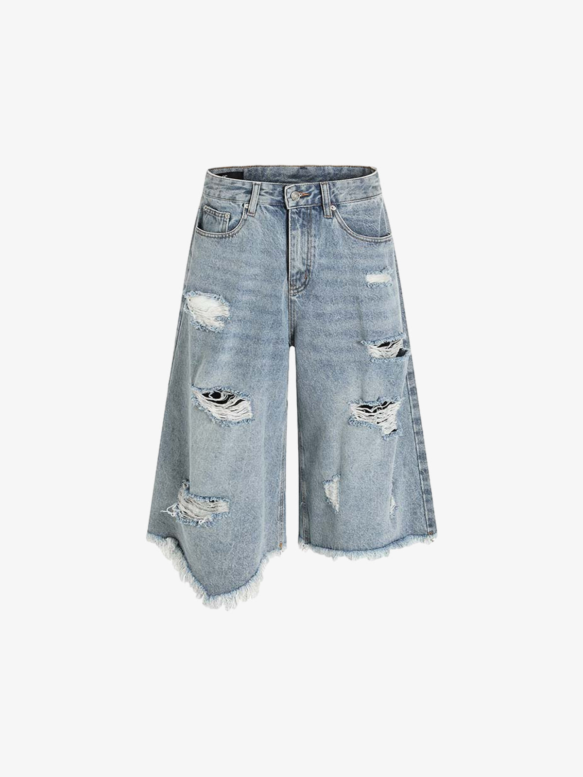Distressed Light Wash Denim Jorts
