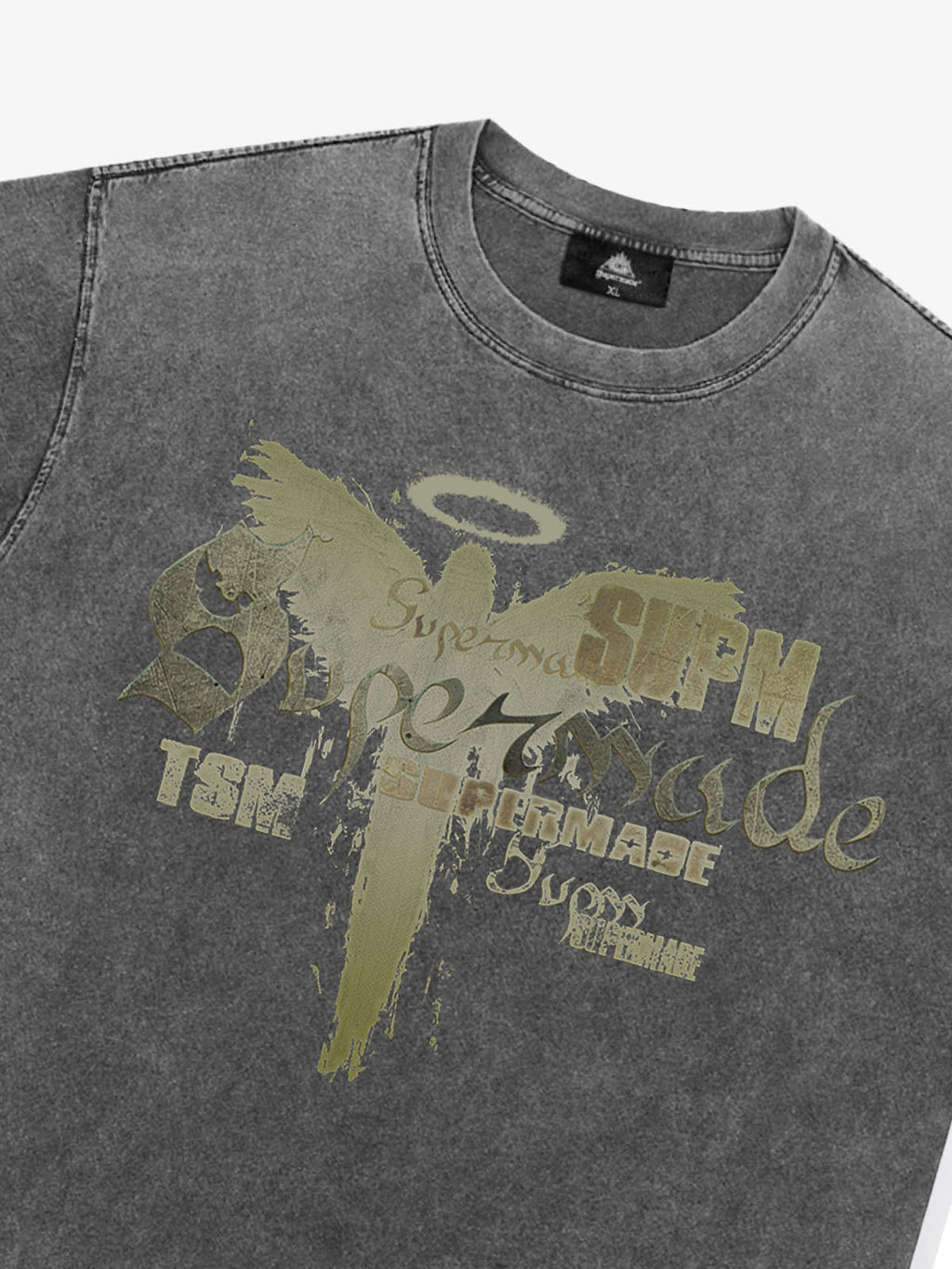 Distressed Washed Gothic Angel Graphic T-Shirt