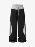 Layered Double-Waistband Wide-Leg Sweatpants