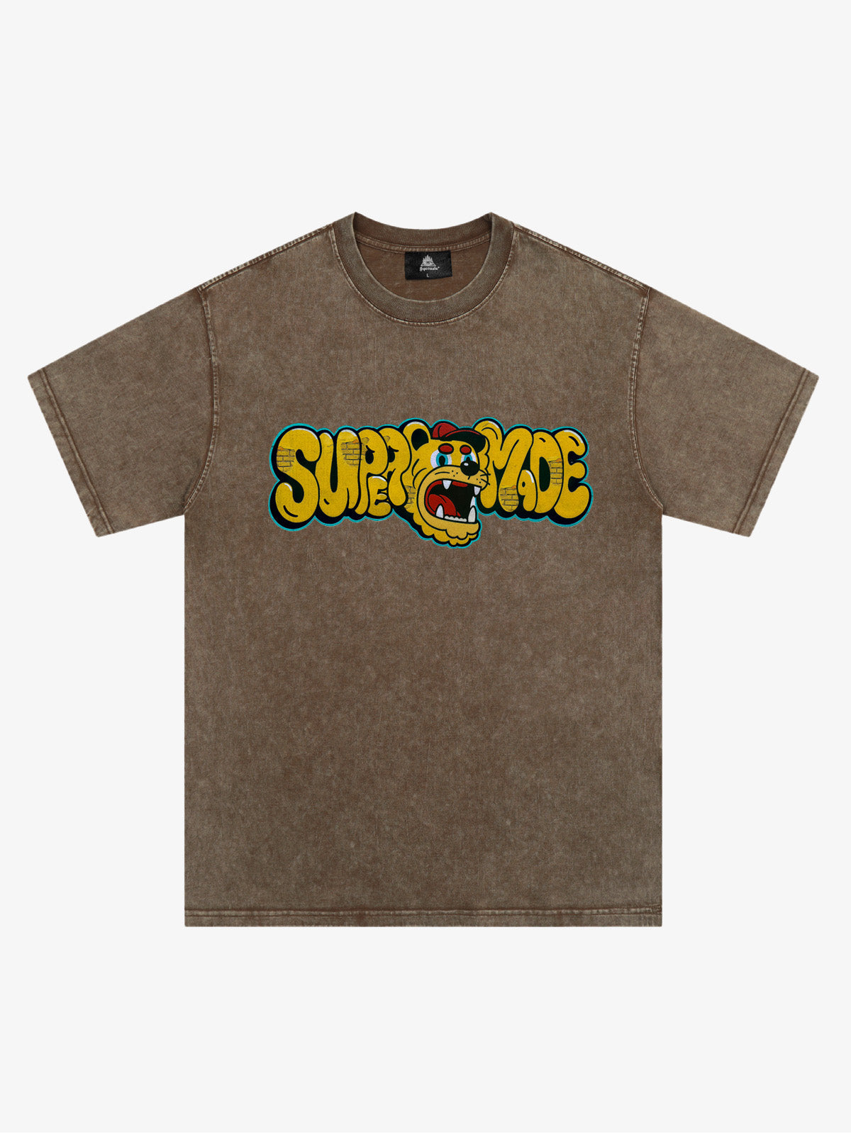 Street Graffiti Trendy Tiger Head Font T-Shirt