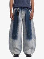 Washed Scorpion Graphic Curved Panel Pants - 2615