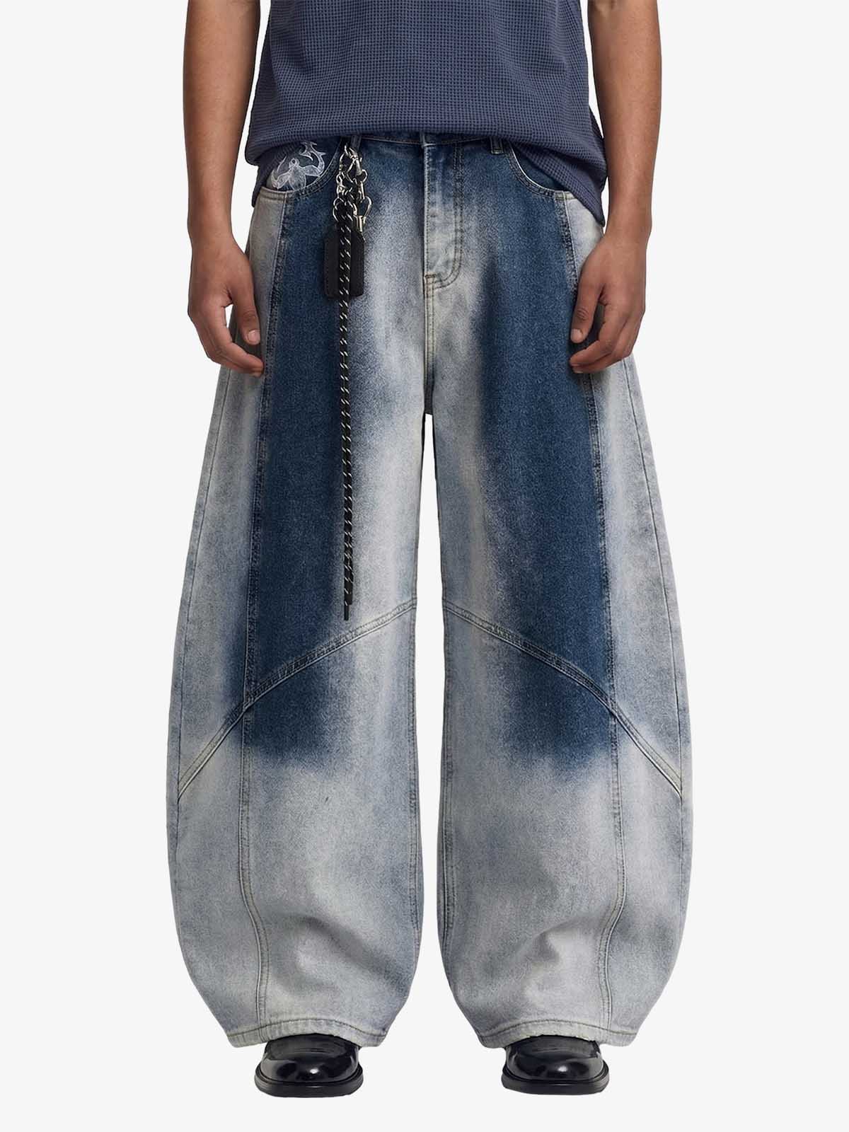 Washed Scorpion Graphic Curved Panel Pants - 2615