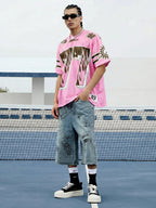 Pink Flame Print Jersey T-shirt - 2390