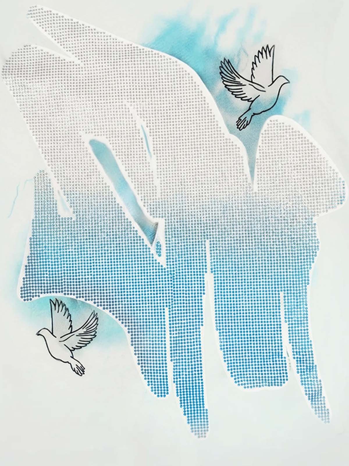 Retro Street Peace Dove Angel Rhinestone T-Shirt
