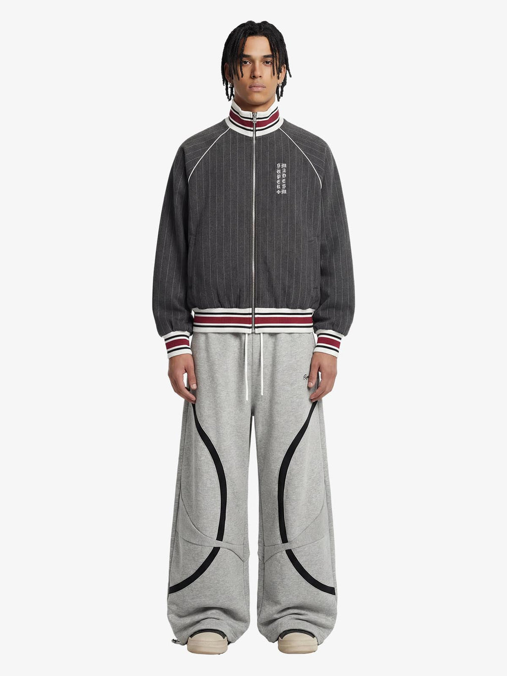 Pinstripe Vertical Embroidery Track Jacket