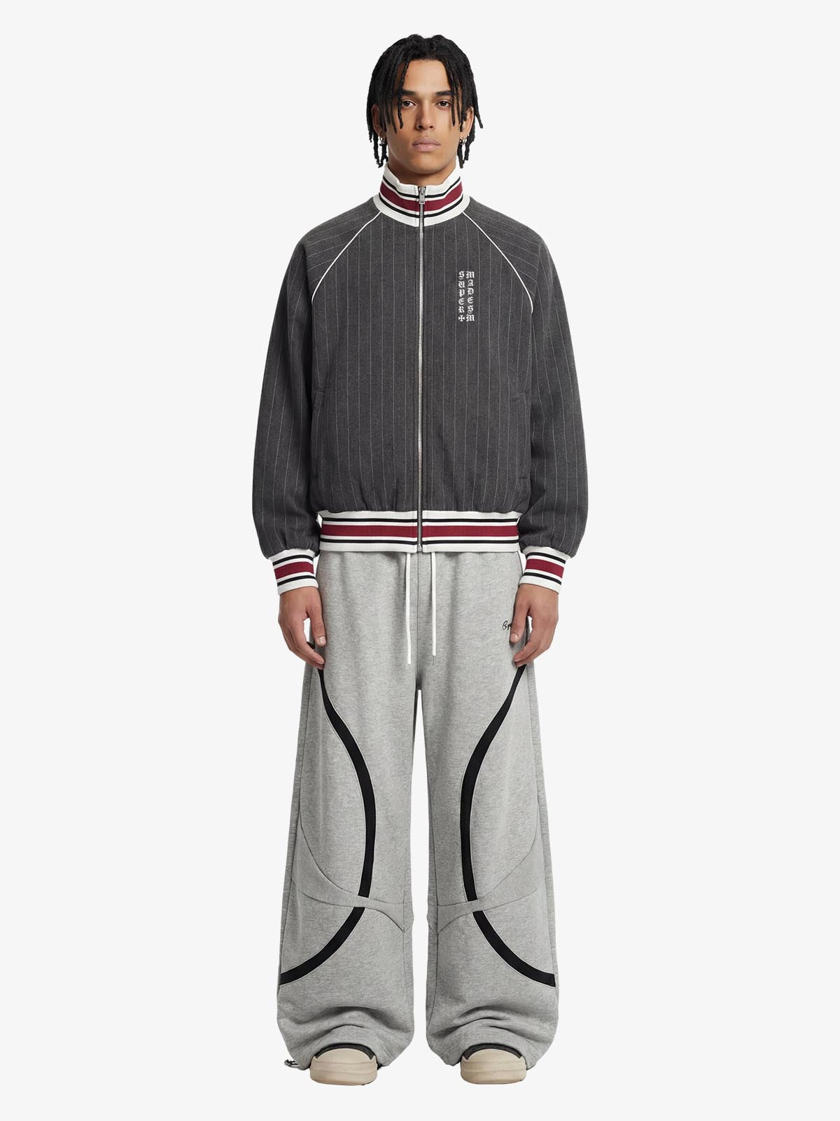Pinstripe Vertical Embroidery Track Jacket