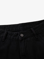 Retro Rhinestone Leopard Patch Music Note Straight Jeans