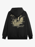 Metallic Script Letter Cross Graphic Hoodie