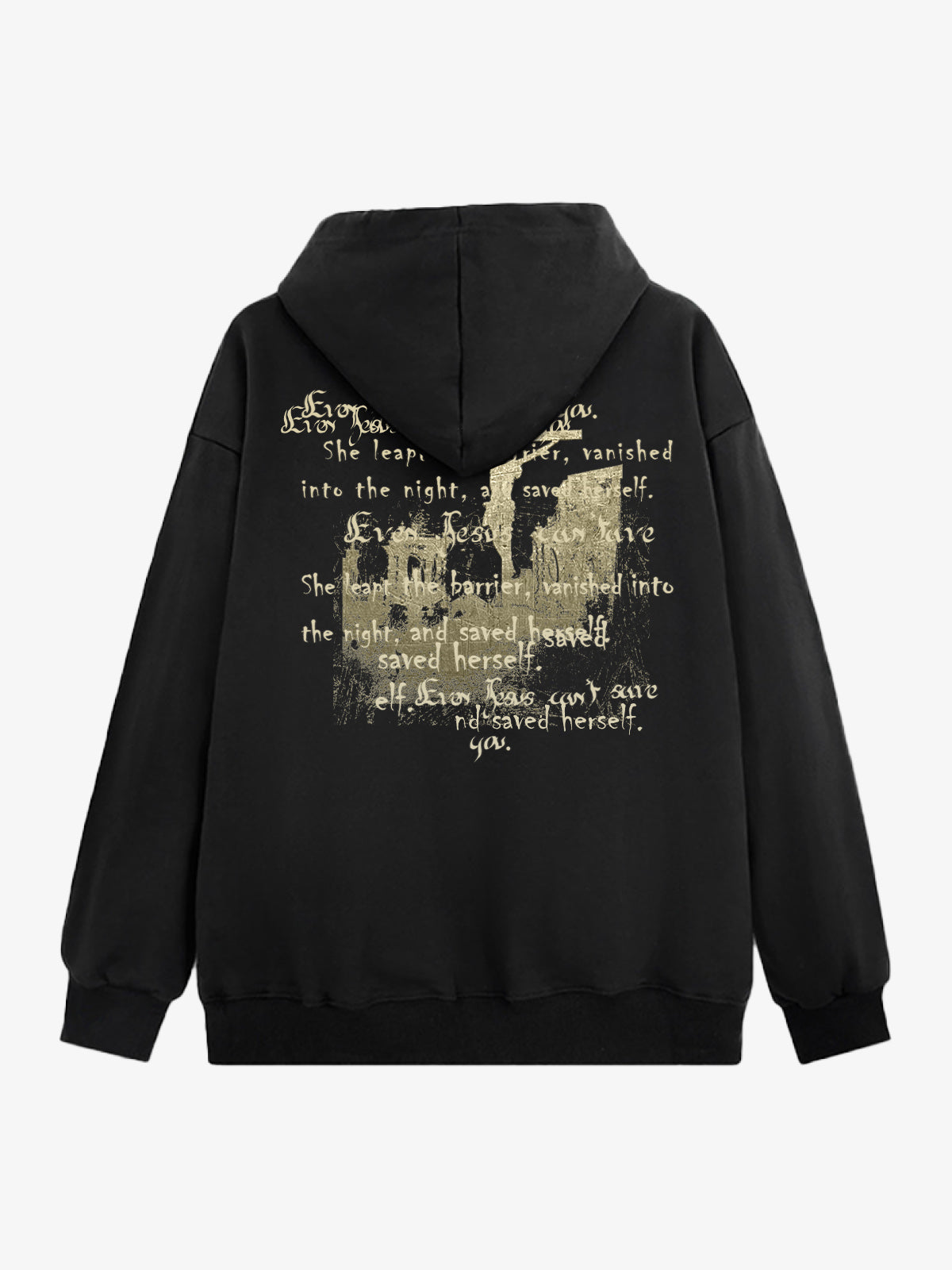 Metallic Script Letter Cross Graphic Hoodie