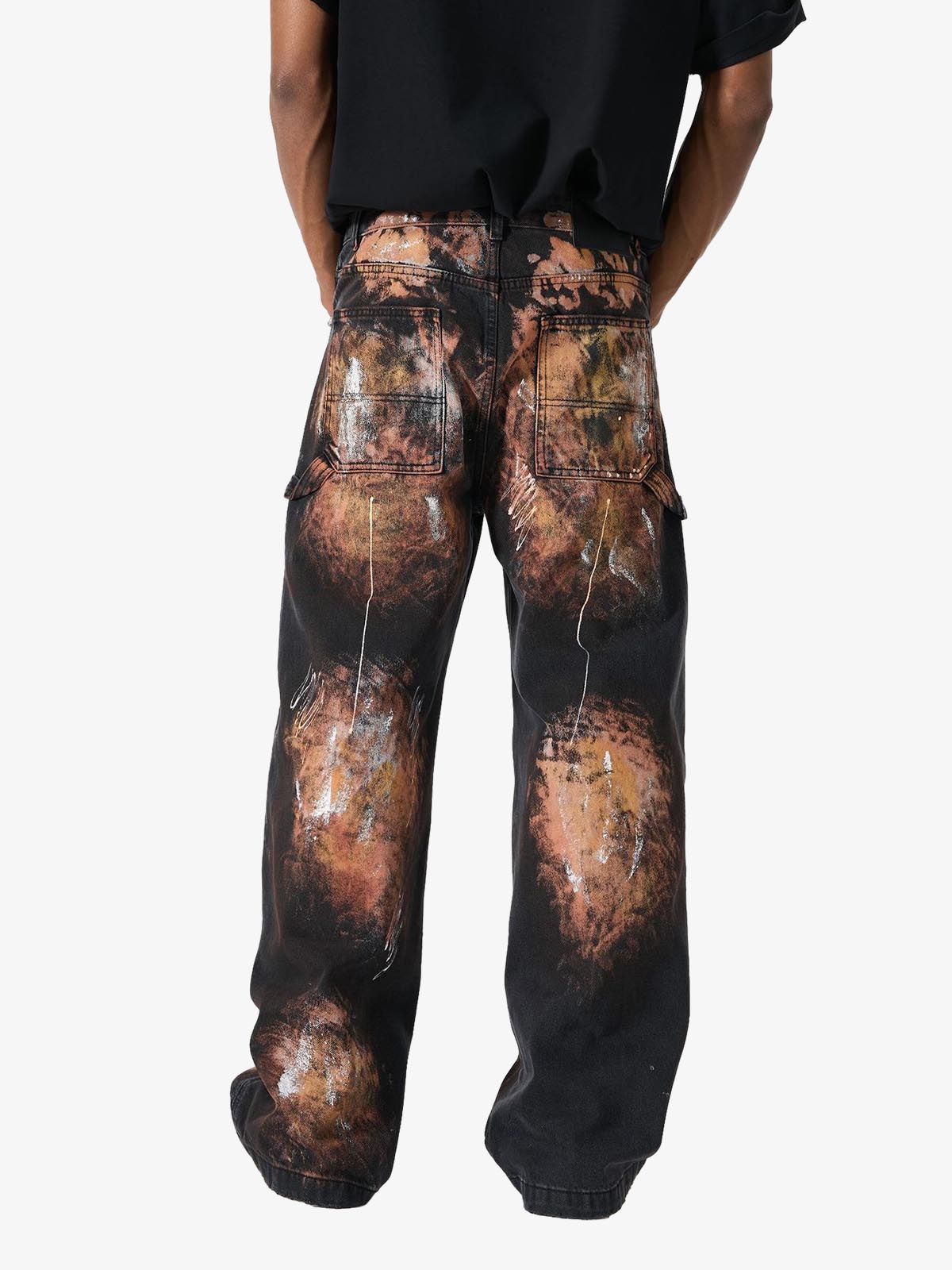Graffiti Painted Cargo Denim Jeans