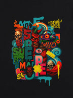 Trendy Multicolor Graffiti Skull Graphic T-Shirt
