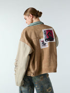 Punk Retro Collage Print Distressed Heavy Jacket - 2539
