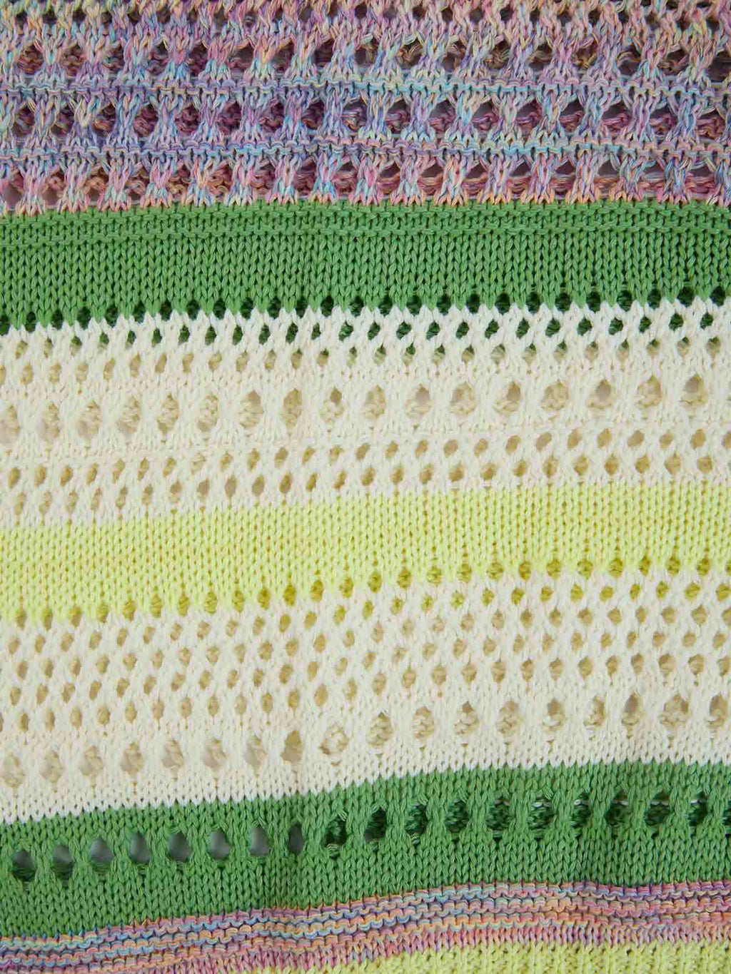 Pastel Striped Crochet Knit Short Sleeve Polo Shirt