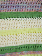 Pastel Striped Crochet Knit Short Sleeve Polo Shirt